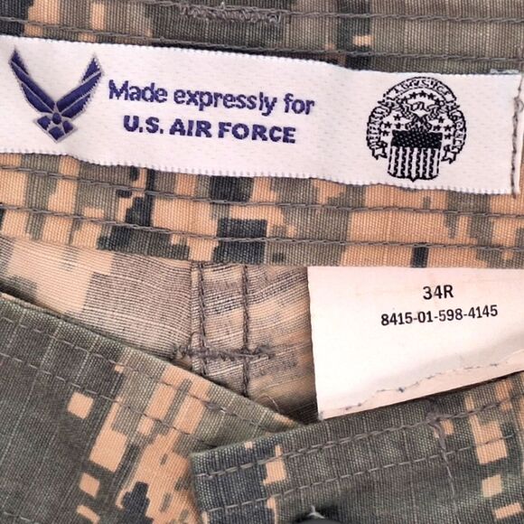 Military US Air Force Pants Men's 34R Combat Camo Utility Cargo Trouser Fatigues - Picture 9 of 14